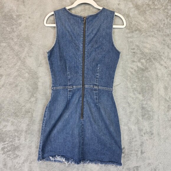 Reformation Jeans Dress Womens 6 Denim Zinnia Raw Hem Exposed Zip Made in USA - Picture 10 of 10